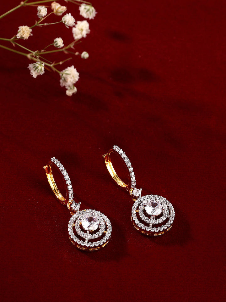 Priyaasi AD Geometrical Design Gold Plating Drop Fancy Earrings