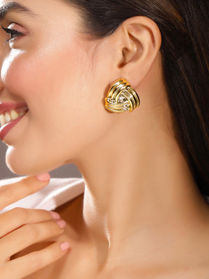 Priyaasi Gold Plated Brass Solid Stud Earrings
