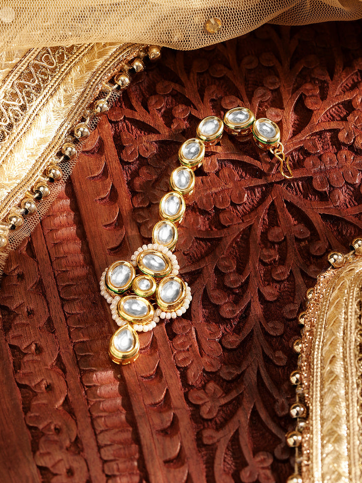 Priyaasi Floral Designed Gold Plated Kundan elegance maangtika