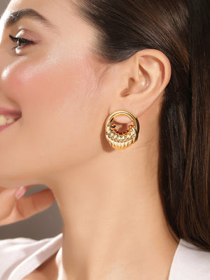 Priyaasi Gold Plated Brass Solid Stud Earrings