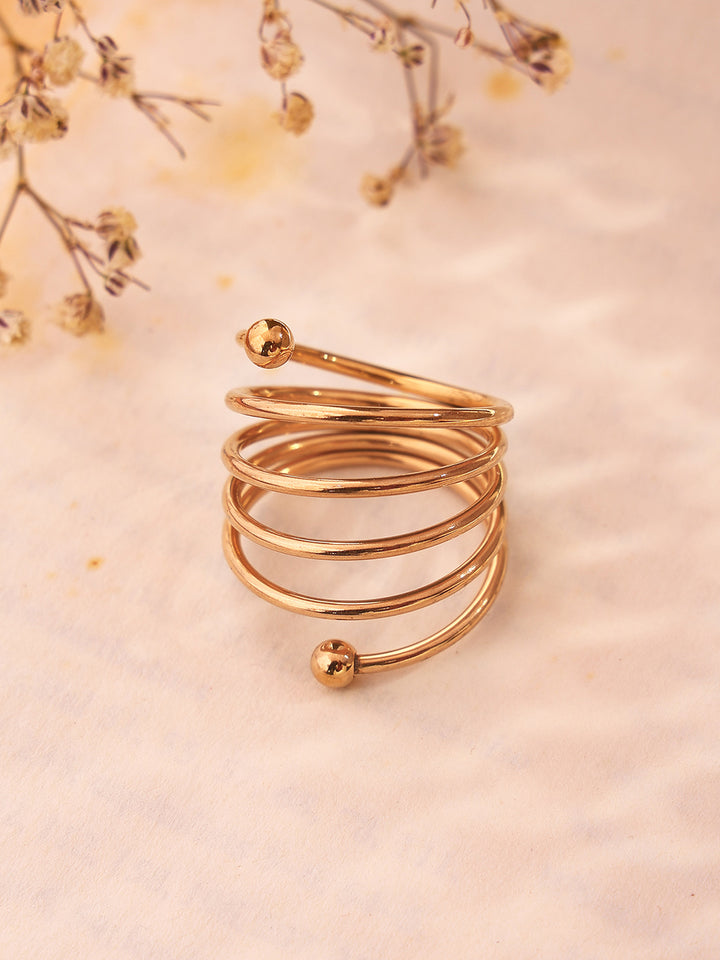 Priyaasi Swirl Gold Plated Layered Adjustable Ring