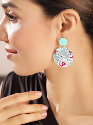 Priyaasi Blue Floral Drop Earrings