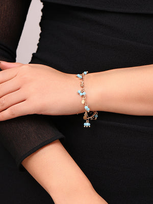 Priyaasi Gold Plated Blue Beads Contemporary Bracelet