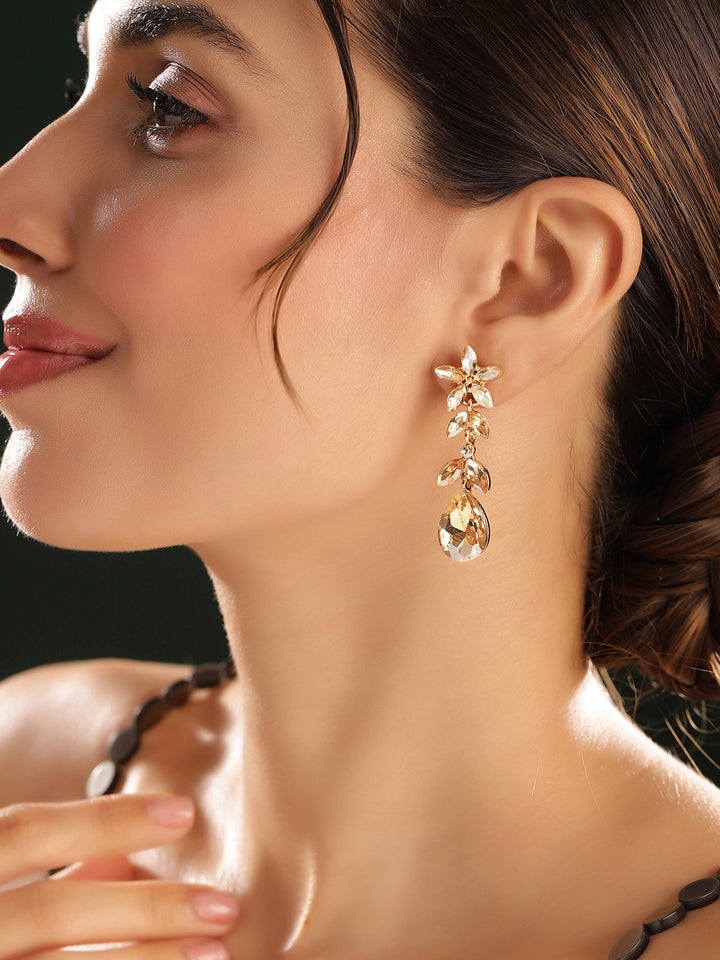 Priyaasi Gold Plated Crystal Drop Earrings