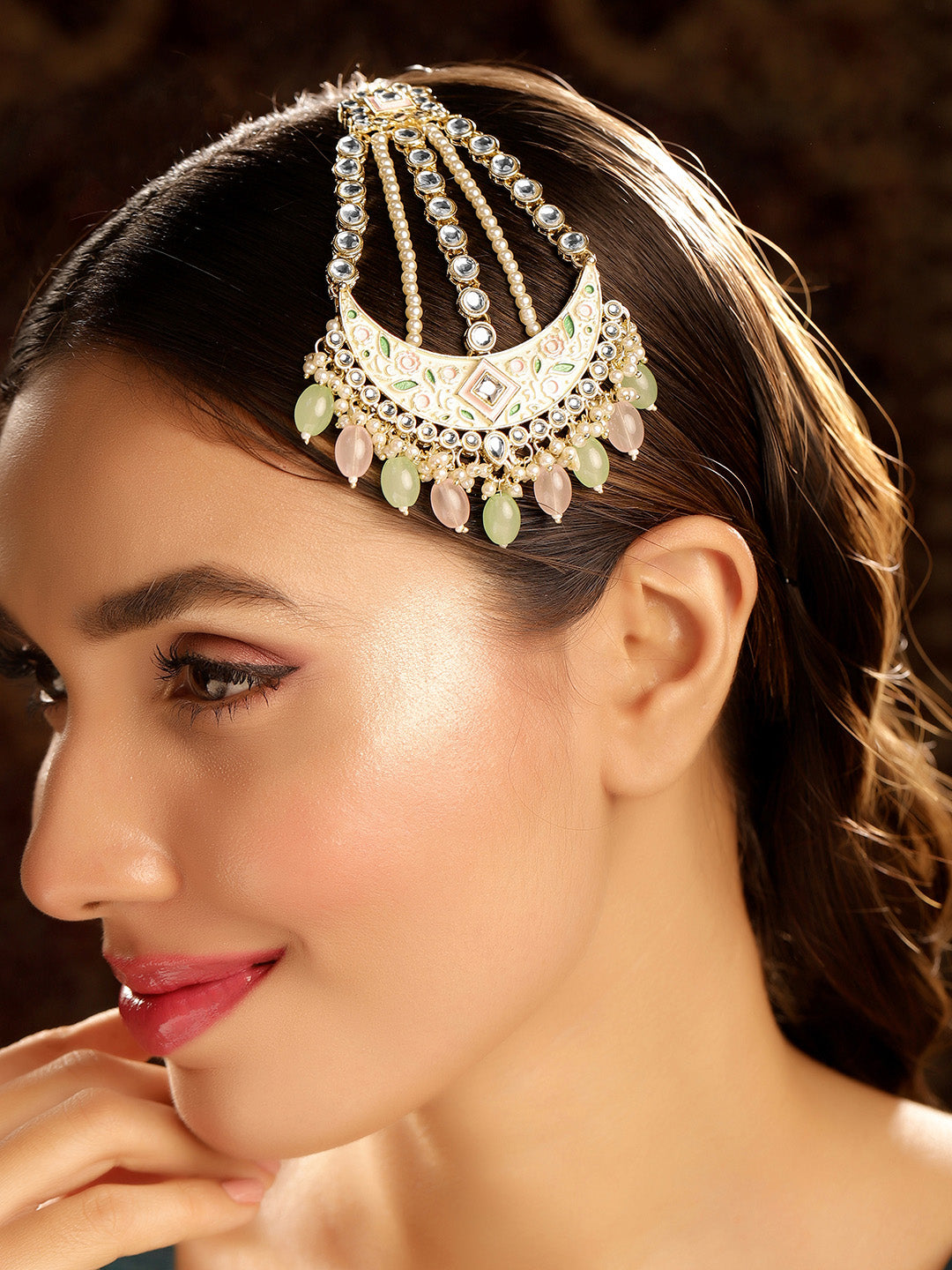 Priyaasi Gold Plated Kundan Chandbali Passa