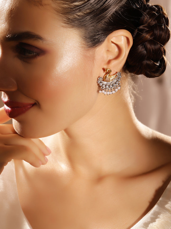 Priyaasi Silver Plated Oxidized Stud Earrings