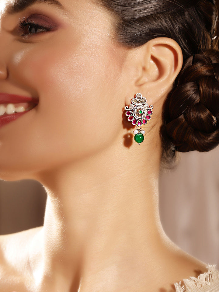 Priyaasi Silver Plated Oxidized Drop Earrings