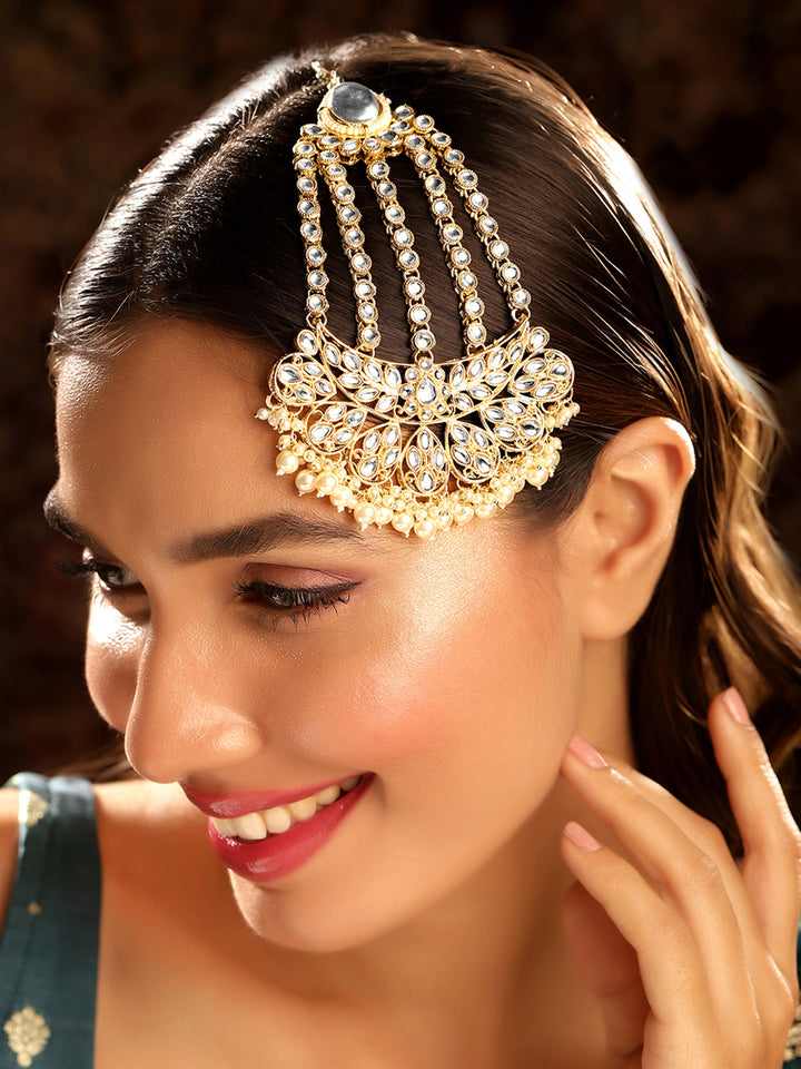 Priyaasi Gold Plated Kundan Chandbali Passa