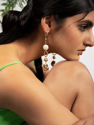 Priyaasi gold plated white drop earrings