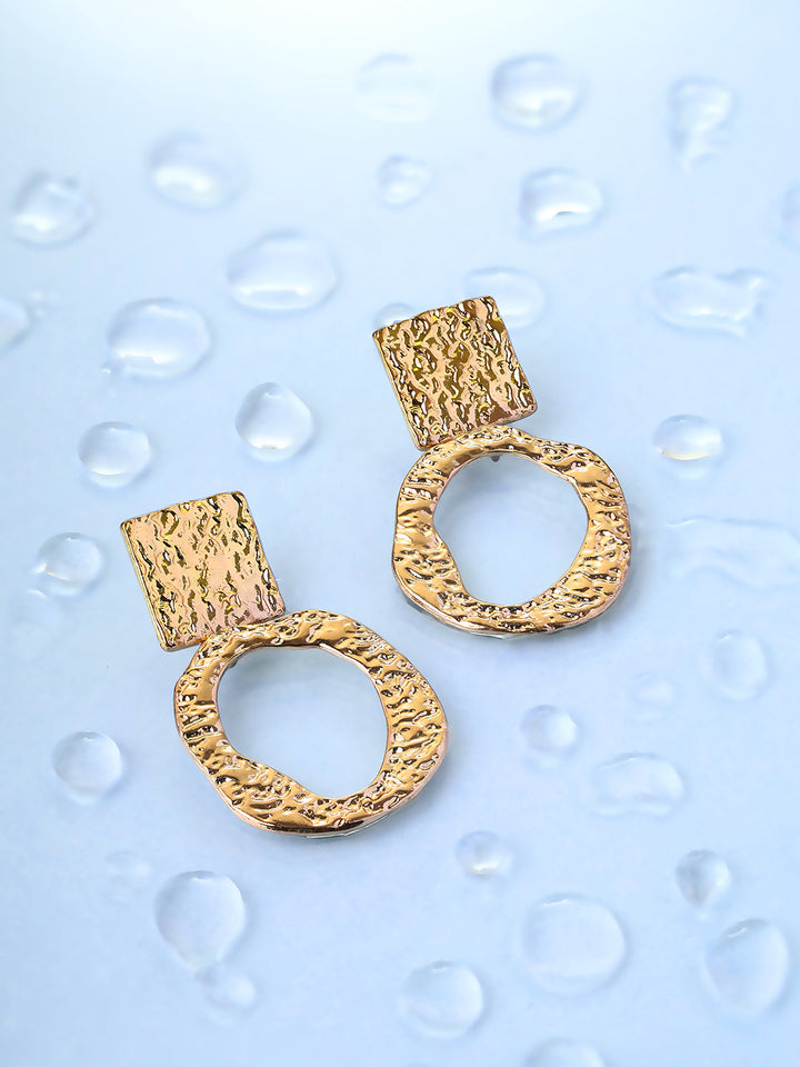 Priyaasi Hammered Classy Drop Gold Plated Earrings