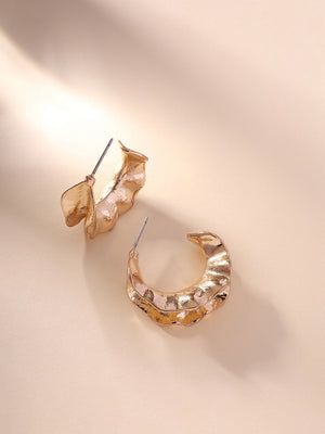 Priyaasi Hammered wavey Gold Plated Hoops Earrings