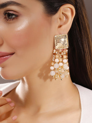 Priyaasi Gold Plated Beaded Drop Earrings