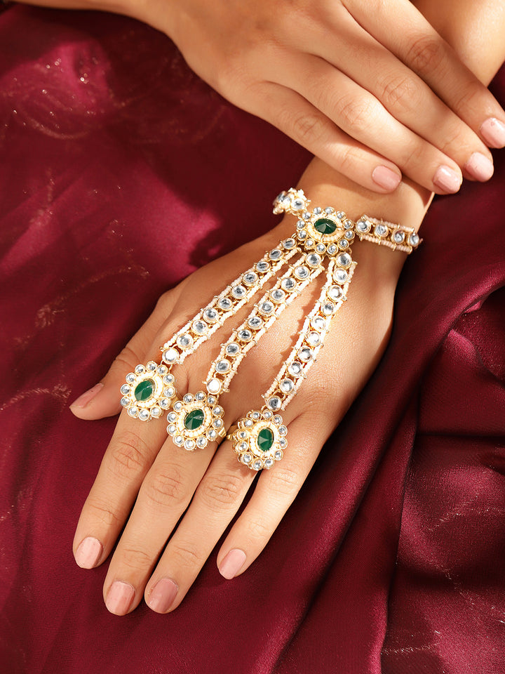 Priyaasi Gold Plated Kundan Hathphool