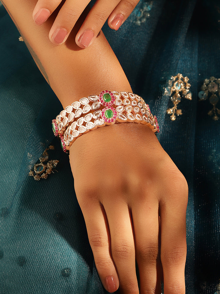 Priyaasi Gold Plated Multi-Color Emarld Bangles