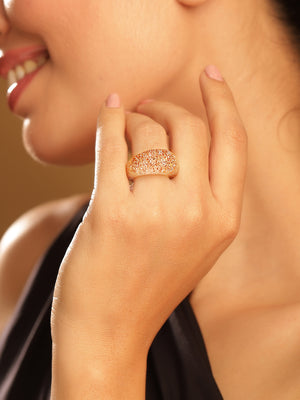 Priyaasi Gold Plated Pink Brass-solid Ring