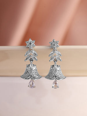 Priyaasi AD Silver Plating Floral mini jhumkis Fancy Earrings