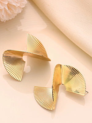 Priyaasi Swirl Designary Stud Gold Plated Earrings