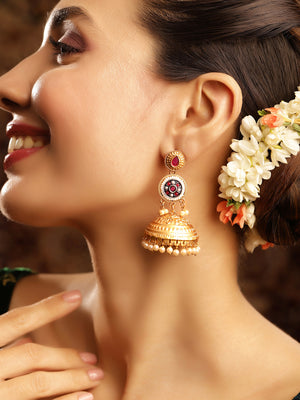 Priyaasi Gold Plated Kundan Jhumka Earrings