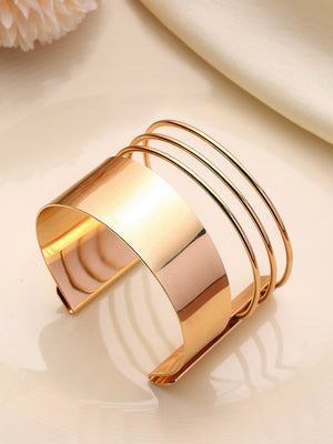 Priyaasi Gold Plated Metal Coil Adjustable Cuff Fashionary Bracelet