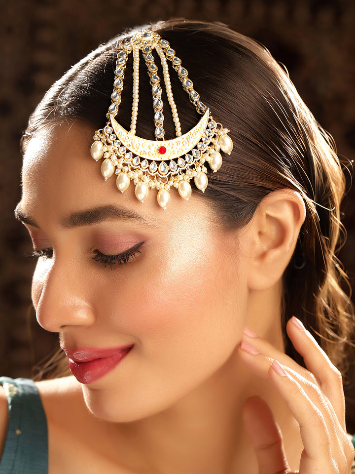 Priyaasi Gold Plated Kundan Chandbali Passa