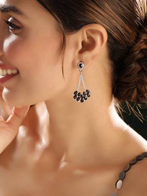 Priyaasi Silver Crystal Drop Earrings