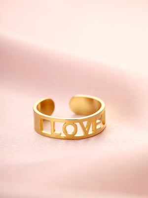 Prita Love Letters Gold Plated Adjustable Ring