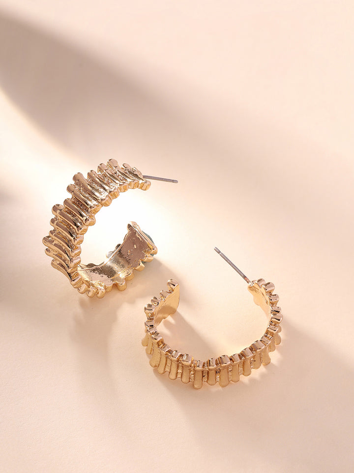 Priyaasi Mini Stripe Hoops Gold Plated Earrings