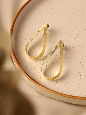 Priyaasi Matte Plain Drop Shape Hoop Earrings