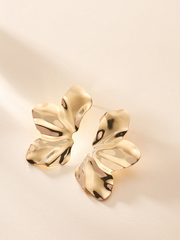 Priyaasi Hammered Style Gold Plated Floral Stud Earrings
