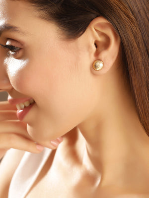 Priyaasi Gold Plated Brass Solid Stud Earrings