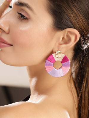 Priyaasi Pink Beaded Drop Earrings