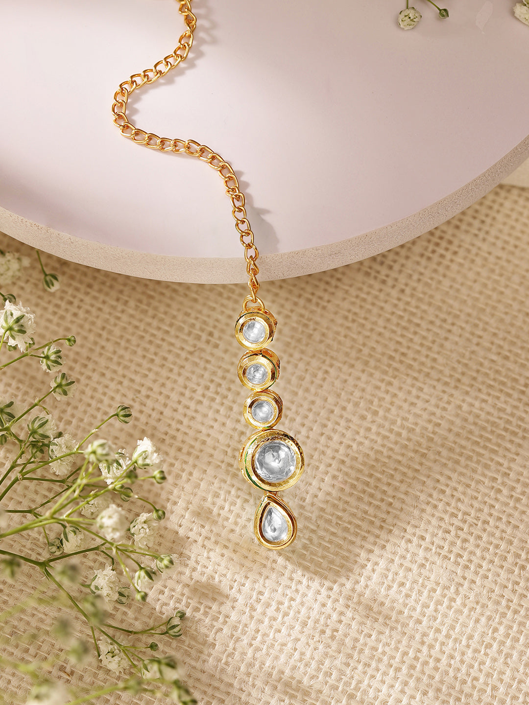 Priyaasi Plain Kundan Gold Plated Maangtika