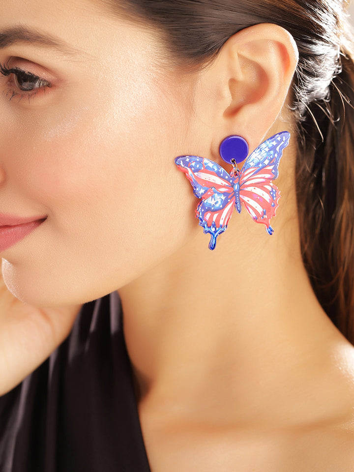 Priyaasi Blue Butterfly Drop Earrings