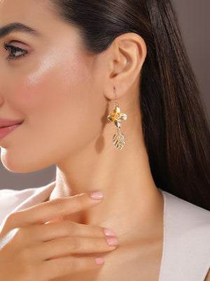 Priyaasi Gold Plated Brass-solid Drop Earrings