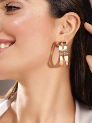 Priyaasi Gold Plated Brass-solid Hoops Earrings