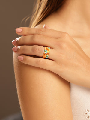 Priyaasi Orange Beaded Ring