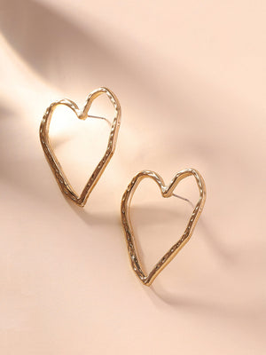 Priyaasi Hammered Gold Plated Love Stud Earrings