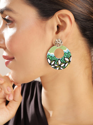 Priyaasi Green Floral Drop Earrings