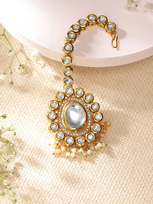 Priyaasi Blooming Floral Design Mini Fresh Water pearls Gold Plated maangtika