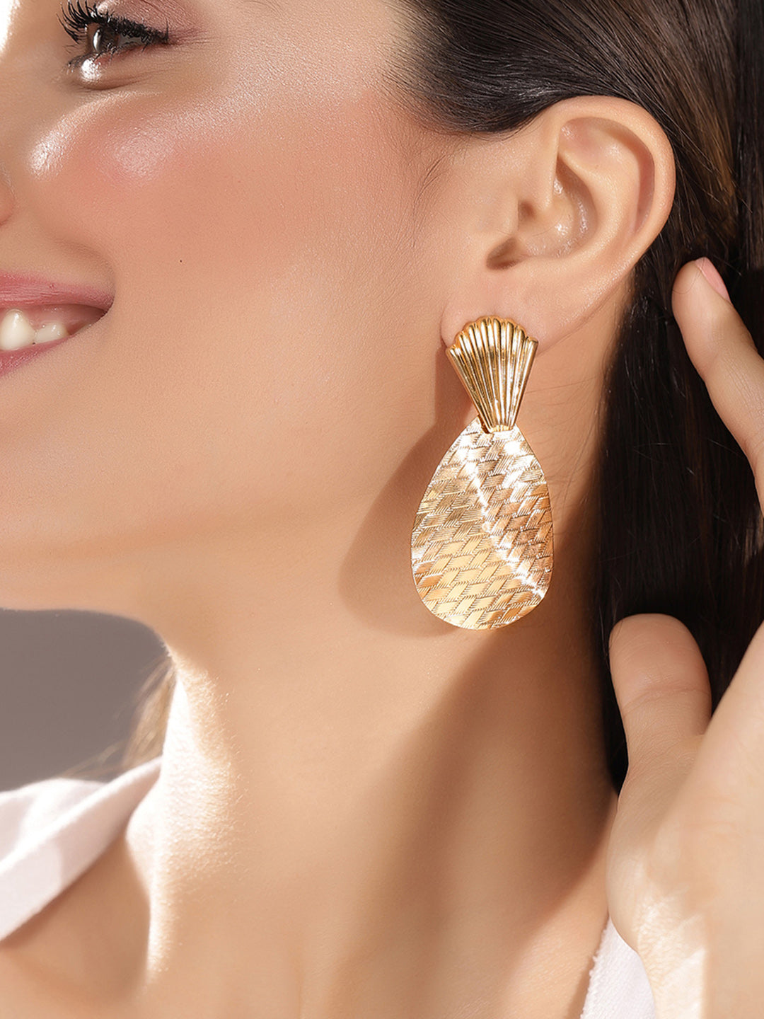 Priyaasi Gold Plated Brass Solid Drop Earrings