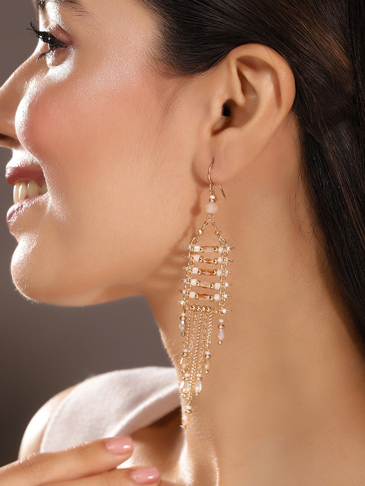 Priyaasi Gold Plated Beaded Dangle Earrings