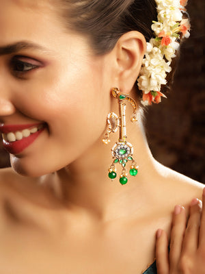 Priyaasi Gold Plated Kundan Dangle Earrings