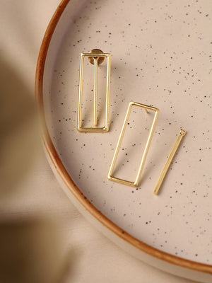 Priyaasi Rectangle Shaped Gold Plated Earrings