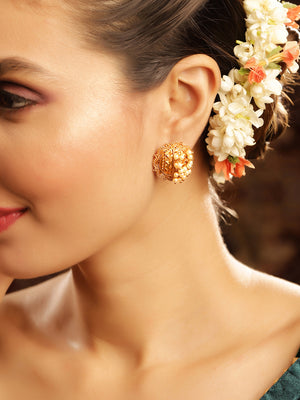 Priyaasi Gold Plated Temple Stud Earrings