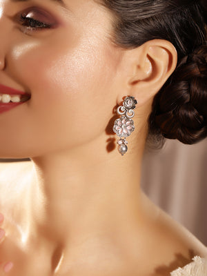 Priyaasi Silver Plated Oxidized Drop Earrings