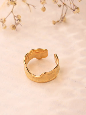 Priyaasi Classic Hammered Gold Plated Adjustable Ring