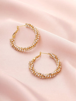 Prita Elegant Pearl Gold Plated Ring Earrings