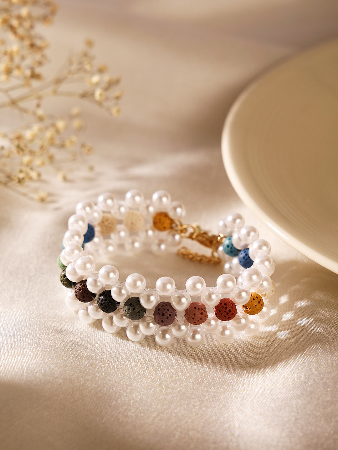 Priyaasi Spiffy Pearl Multicolor Beads Sequenced Fashiony Bracelet