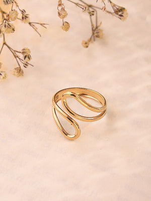 Priyaasi Swirl Shape Gold Plated Adjustable Stylish Ring