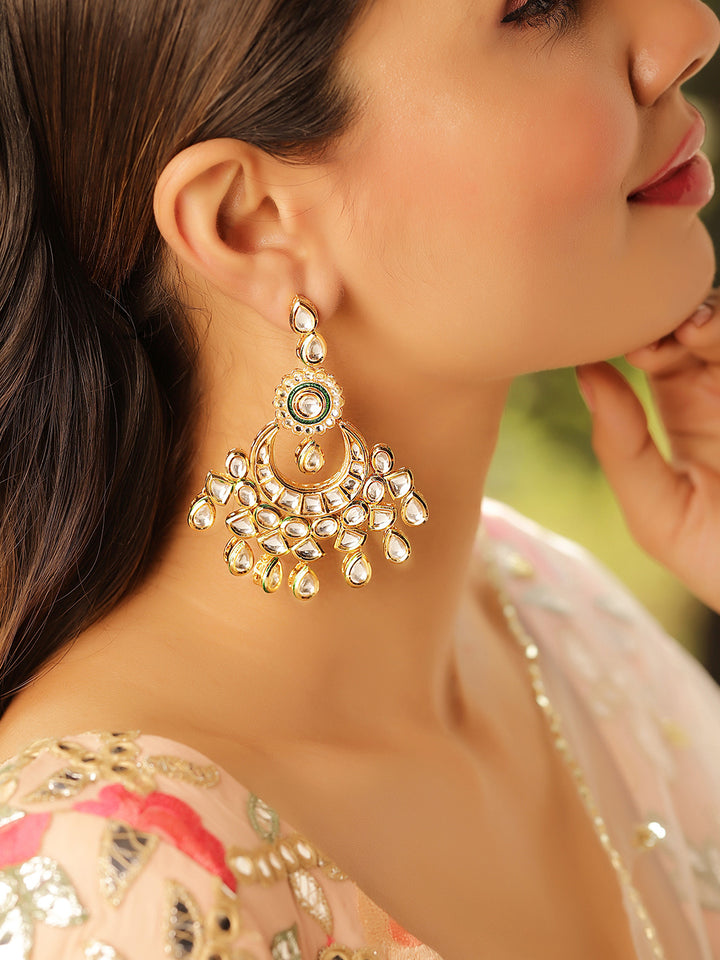 Priyaasi Gold Plated Kundan Chandbali Earrings